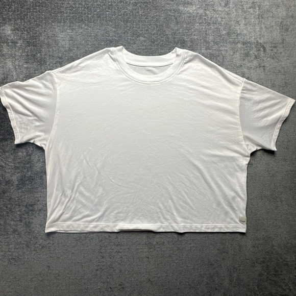 Vuori Tops - Vuori Energy Muscle Cropped Tee Shirt Womens XL White Relaxed Fit Boxy Crew Neck